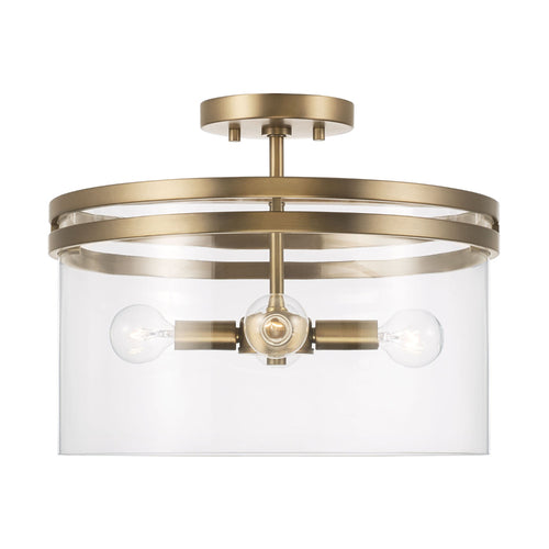 Capital Lighting 248741AD Fuller Semi Flush Mount Ceiling Light - Aged Brass