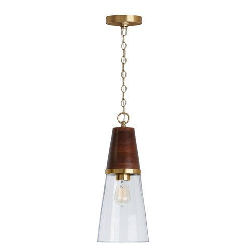 Capital Lighting 333911WR477 Mini Pendant - Wood and Brass