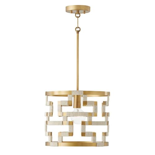 Capital Lighting 341011NL Hala Entrance / Foyer Pendant - Bleached Natural Jute / Patinaed Brass