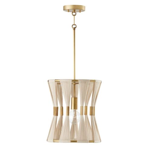 Capital Lighting 341111NP Bianca Entrance / Foyer Pendant - leached Natural Rope / Patinaed Brass