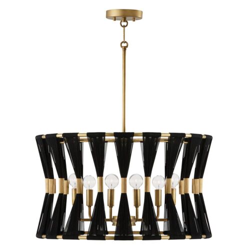 Capital Lighting 341161KP Bianca Drum Pendant - Black Rope / Patinaed Brass