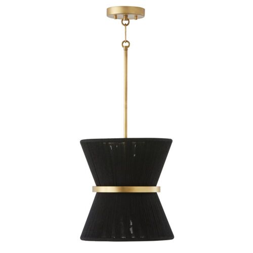 Capital Lighting 341211KP Cecilia Down Light Pendant - Black Rope / Patinaed Brass