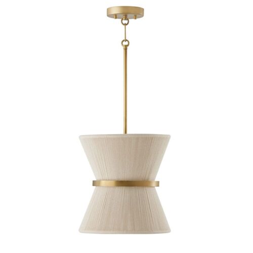 Capital Lighting 341211NP Cecilia Down Light Pendant - leached Natural Rope / Patinaed Brass