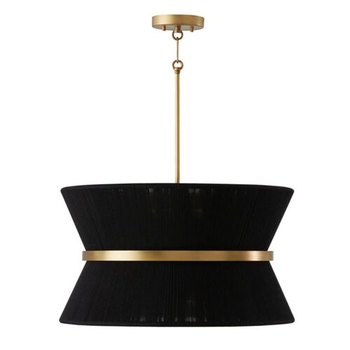 Capital Lighting 341281KP Cecilia Drum Pendant - Black Rope / Patinaed Brass