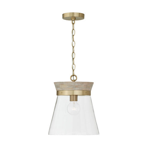 Capital Lighting 347311WS Finn Down Light Pendant - White Wash and Matte Brass