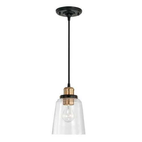 Capital Lighting 3718AB135 Fallon Mini Pendant - Aged Brass and Black