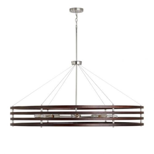 Capital Lighting 439981DN Dalton Large Foyer Chandelier - Dark Wood / Polished Nickel