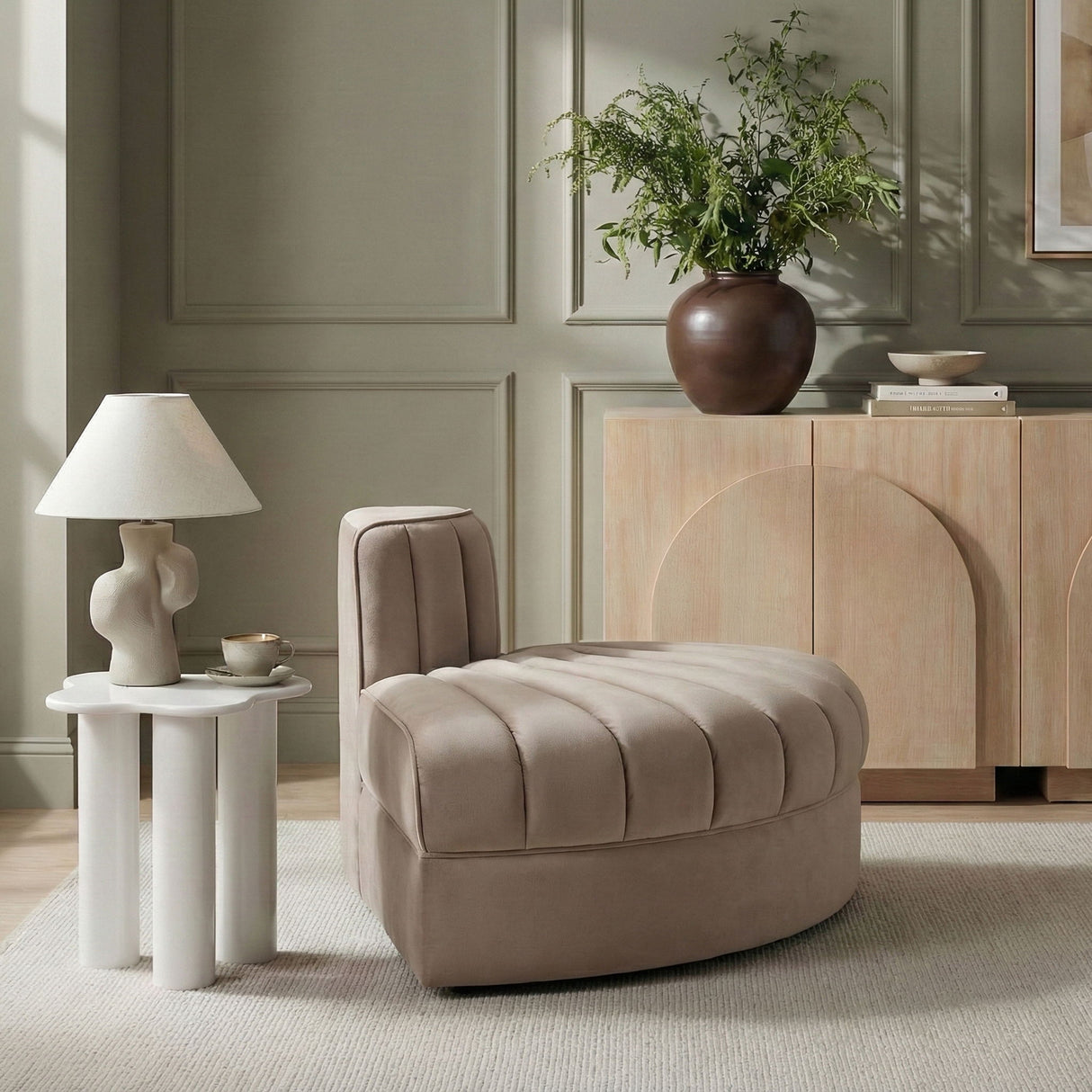 Rummi - Velvet Performance Fabric Upholstered Modular Chair