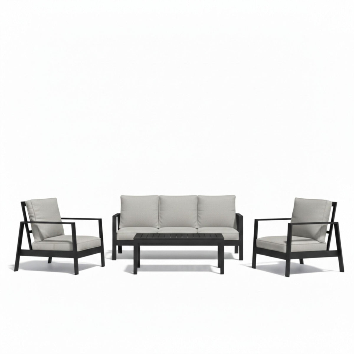 5 Seat Outdoor Patio Furniture Set, Thick Cushions & Coffee Table - Black / Gray