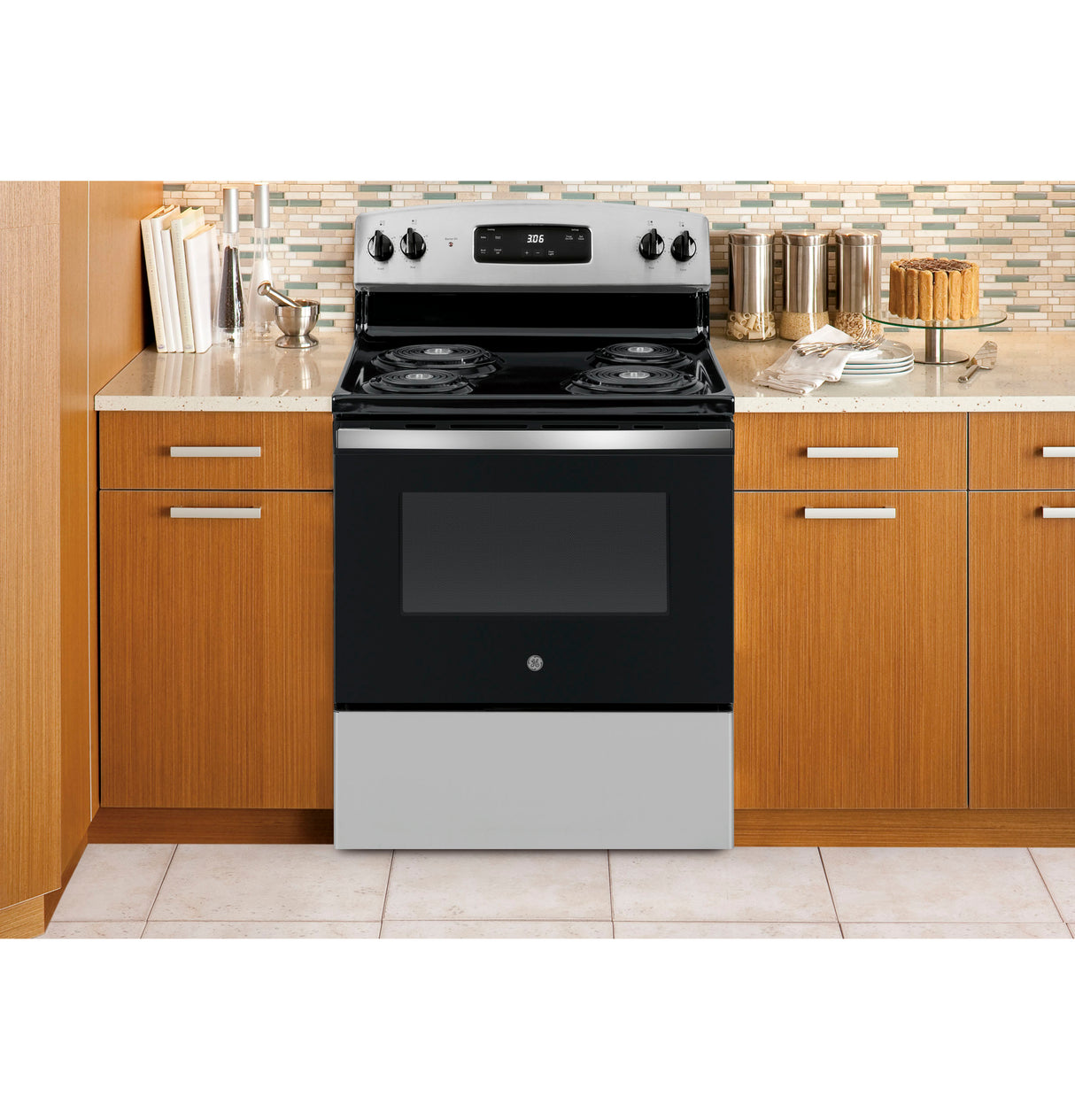 GE JBS360RTSS - 30 in. 5 cu. ft. Electric Range with Coil Burners - Stainless Steel