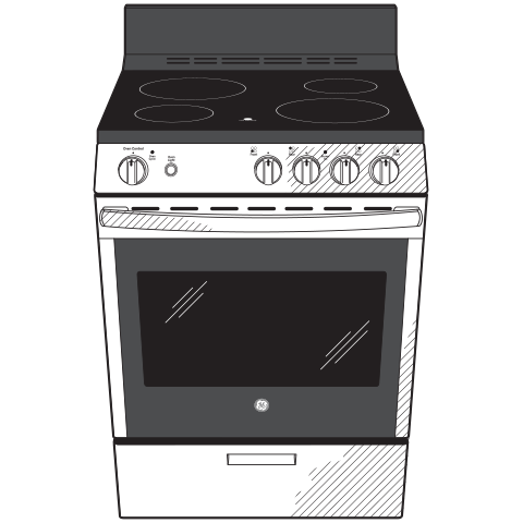 GE JAS640RMSS - 24 in. 2.9 cu. ft. Electric Range with Smoothtop Burners, Steam Clean and Large Window - Stainless Steel
