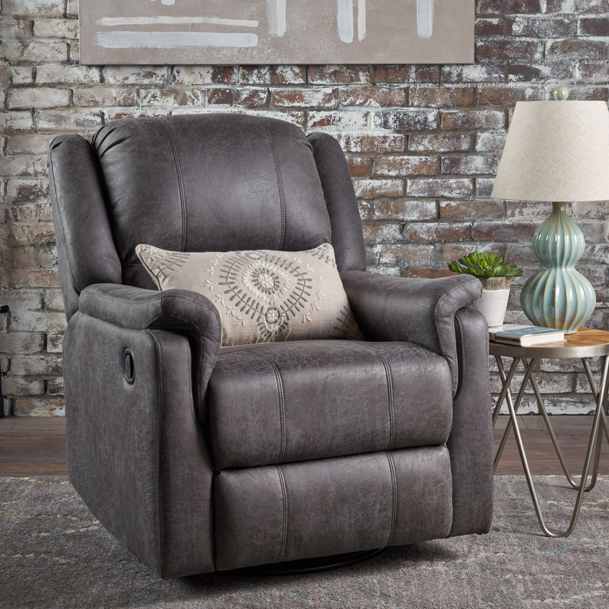 Contemporary Glider Recliner With Swivel Function