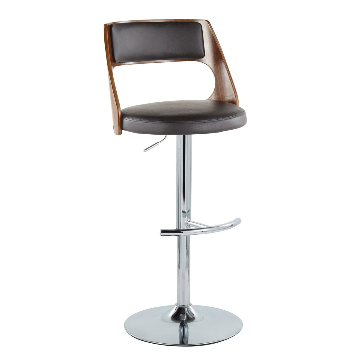 Cecina - Adjustable Barstool With Swivel And Rounded T Footrest (Set of 2) - Chrome Metal, Cherry Wood
