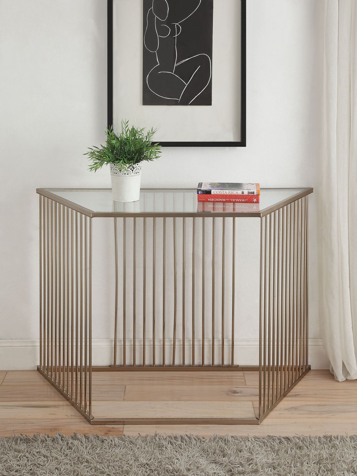 Oaklie - Sofa Table - Clear Glass & Champagne