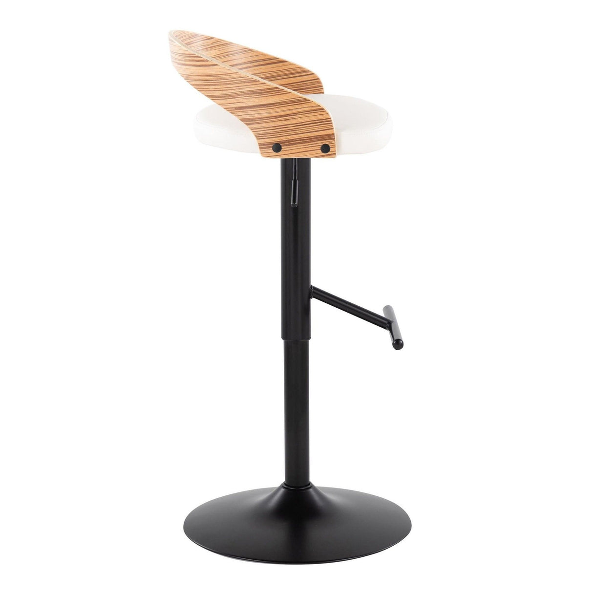 Grotto - Adjustable Barstool (Set of 2) - White Faux Leather And Zebra Wood