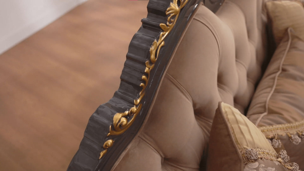 HD-9049 - Loveseat - Brown / Black / Gold