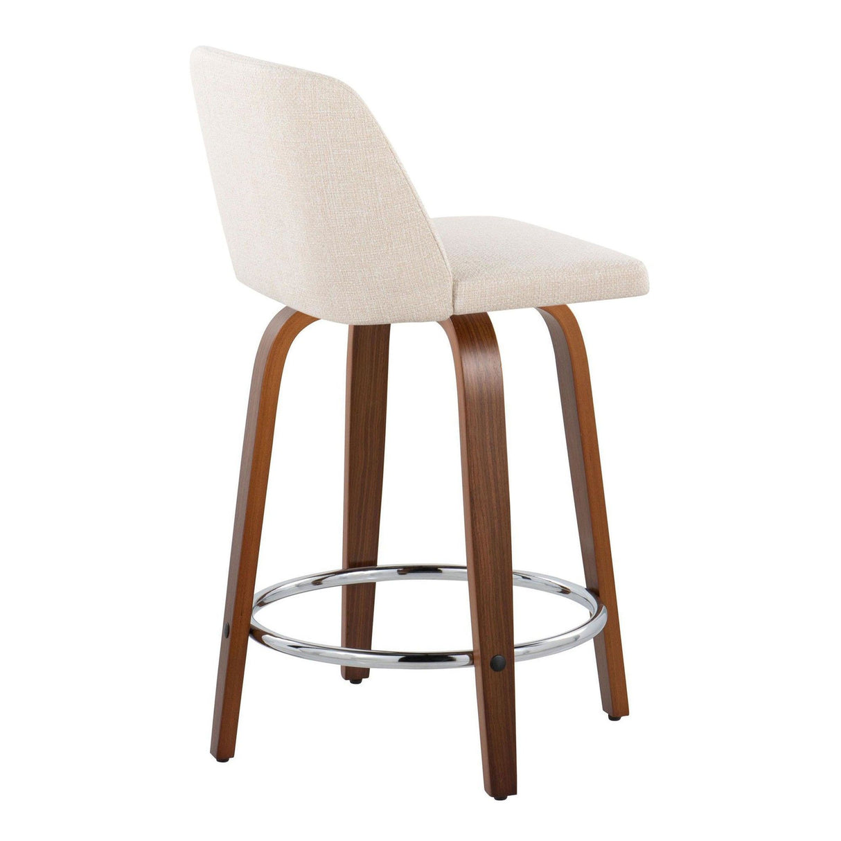 Toriano - 24" Fixed-Height Counter Stool (Set of 2) - Cream Noise And Walnut