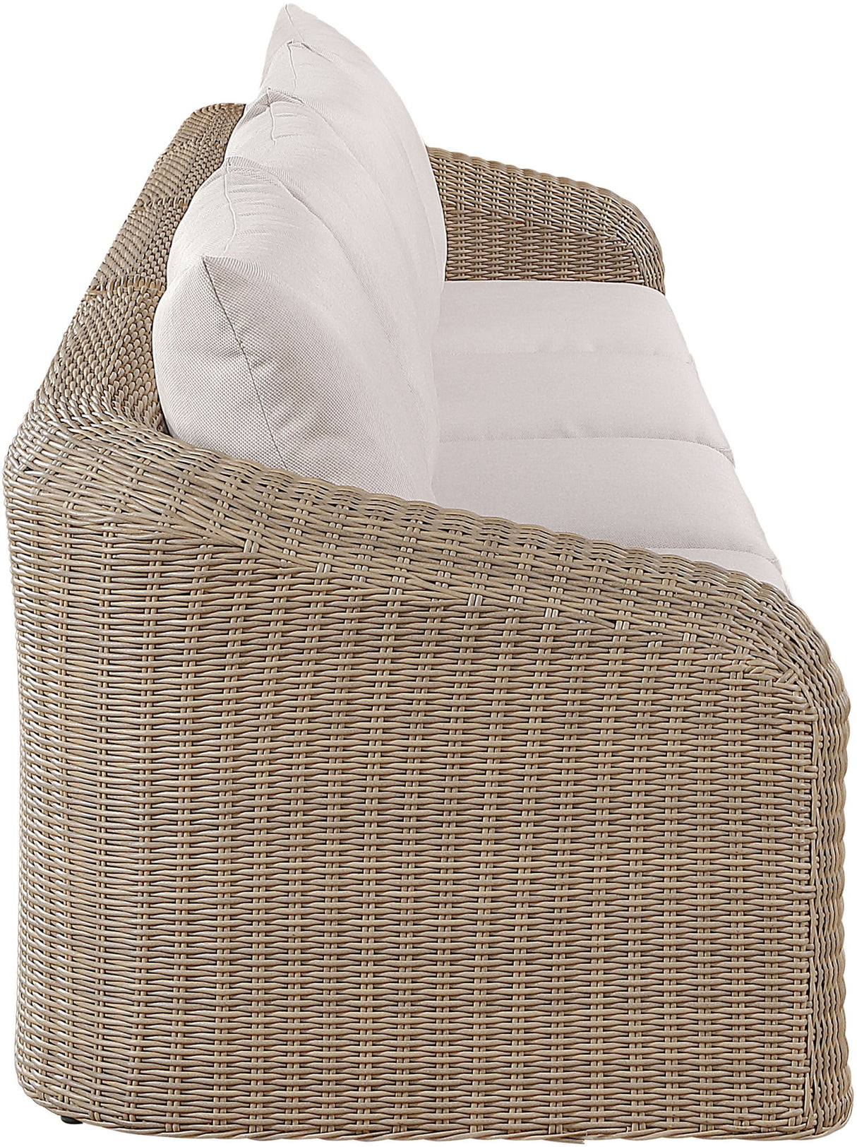 Seacrest - Olefin Water Resistant Fabric And Wicker 4 Piece Outdoor Patio Modular Sofa