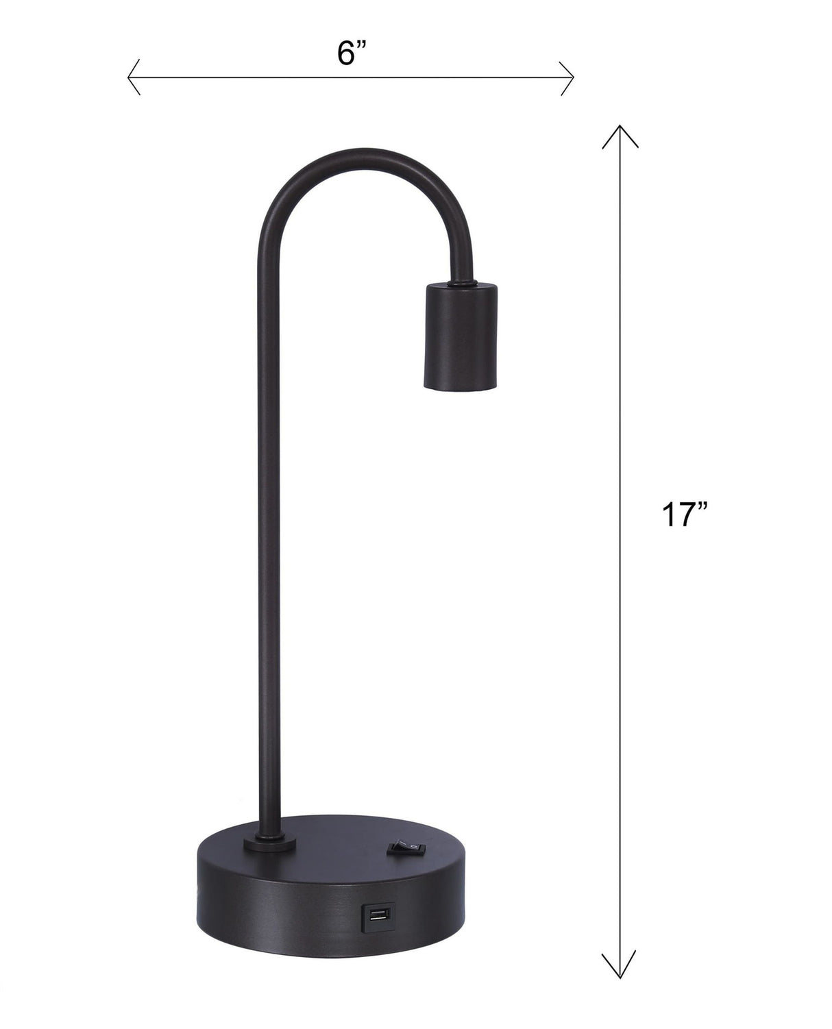 Cane - Tube Metal Task Lamp With USB - Gray Slate