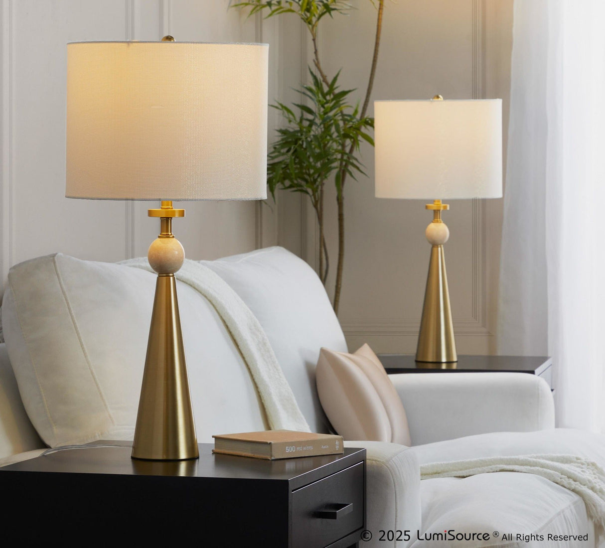 Cone - Travertine Table Lamp (Set of 2)