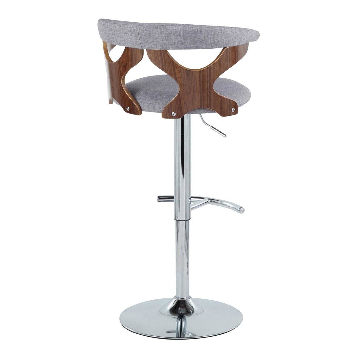 Gardenia - Adjustable Barstool - Chrome Base & Walnut Backrest