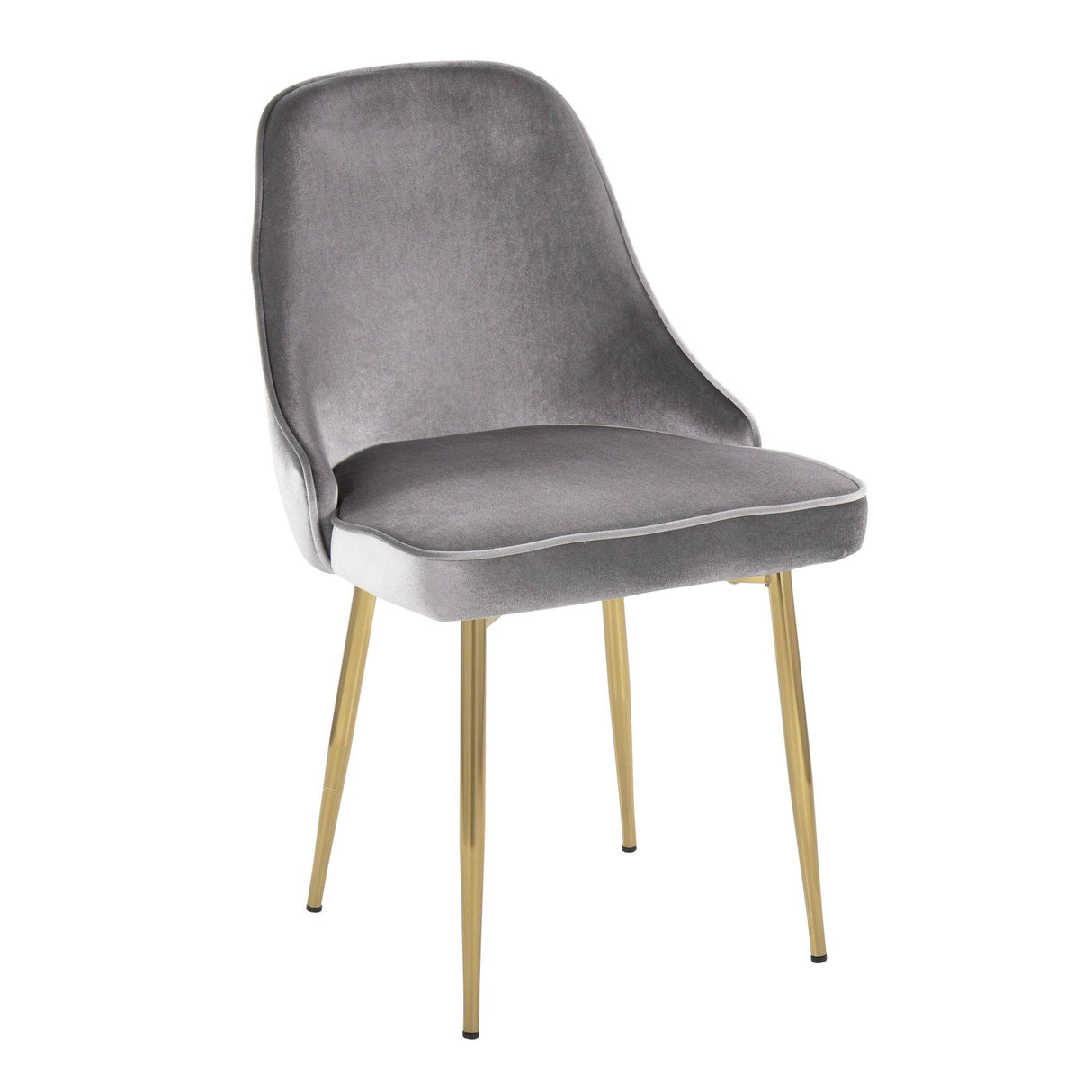 Marcel - Dining Chair (Set of 2) - Gold Frame And Silver Velvet Fabric