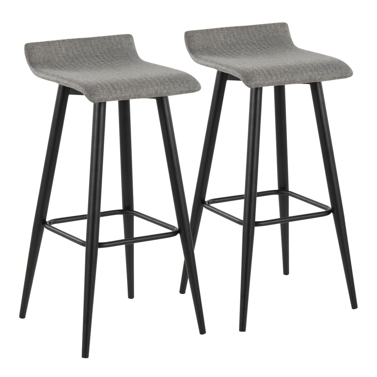 Ale - Contemporary Fixed-Height Barstool (Set of 2) - Black Steel Frame