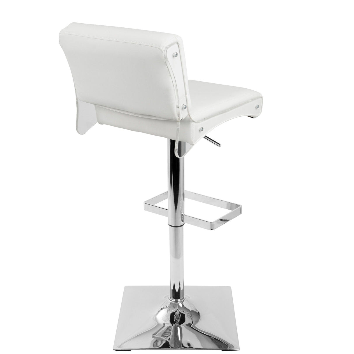 Eclair - Barstool - Chrome, White Faux Leather, Clear Acrylic