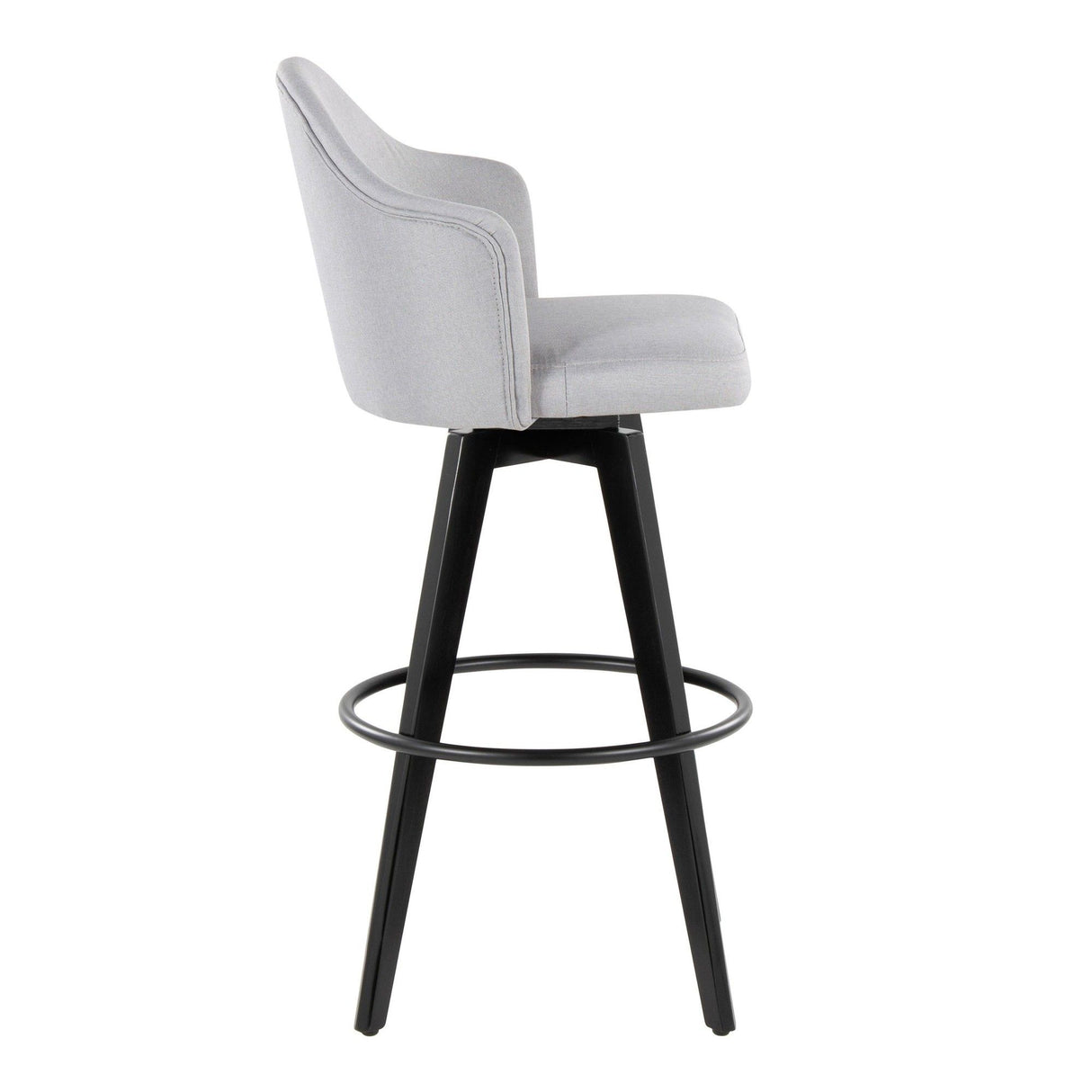 Ahoy - Upholstered Fixed-Height Barstool (Set of 2) - Black Base, Black Footrest