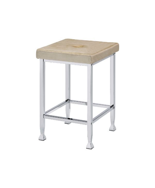 Raine - Counter Height Stool (Set of 2) - Beige Velvet & Chrome