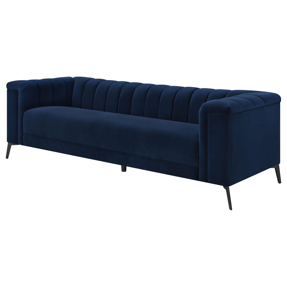 Darci - Tuxedo Arm Sofa With Tapered Legs - Blue