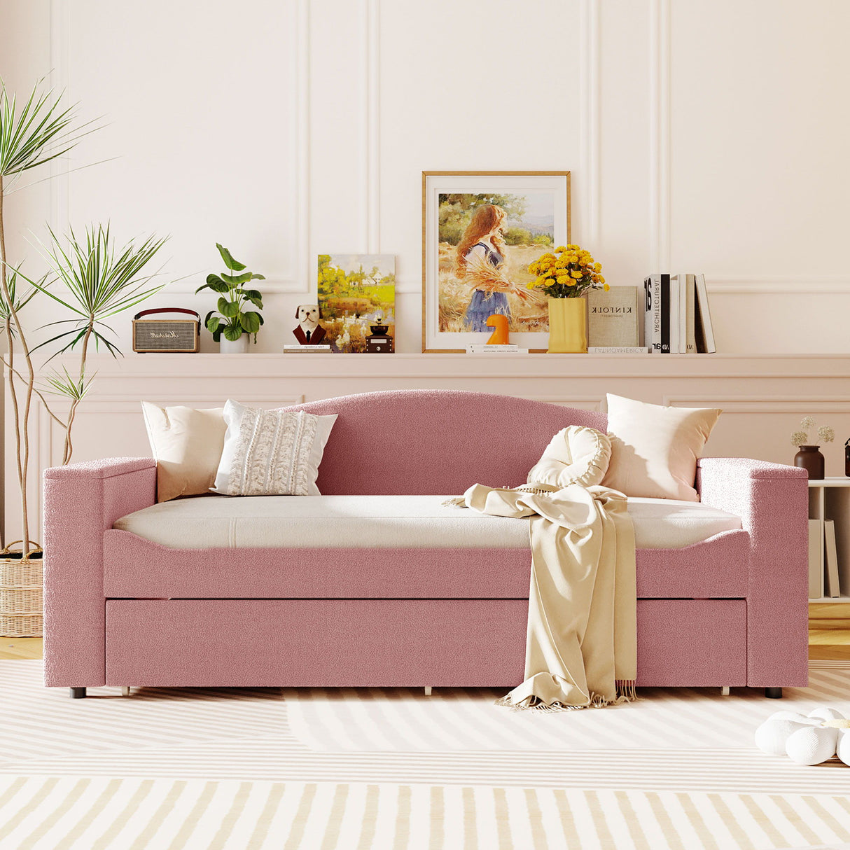 Upholstered Daybed With Storage Armrests, Trundle And Latest Integrated Bluetooth Audio System