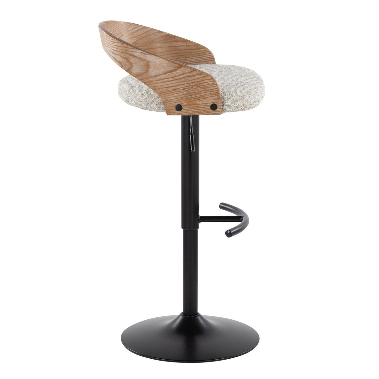 Grotto - Adjustable Barstool - Black Metal, Whitewashed Wood