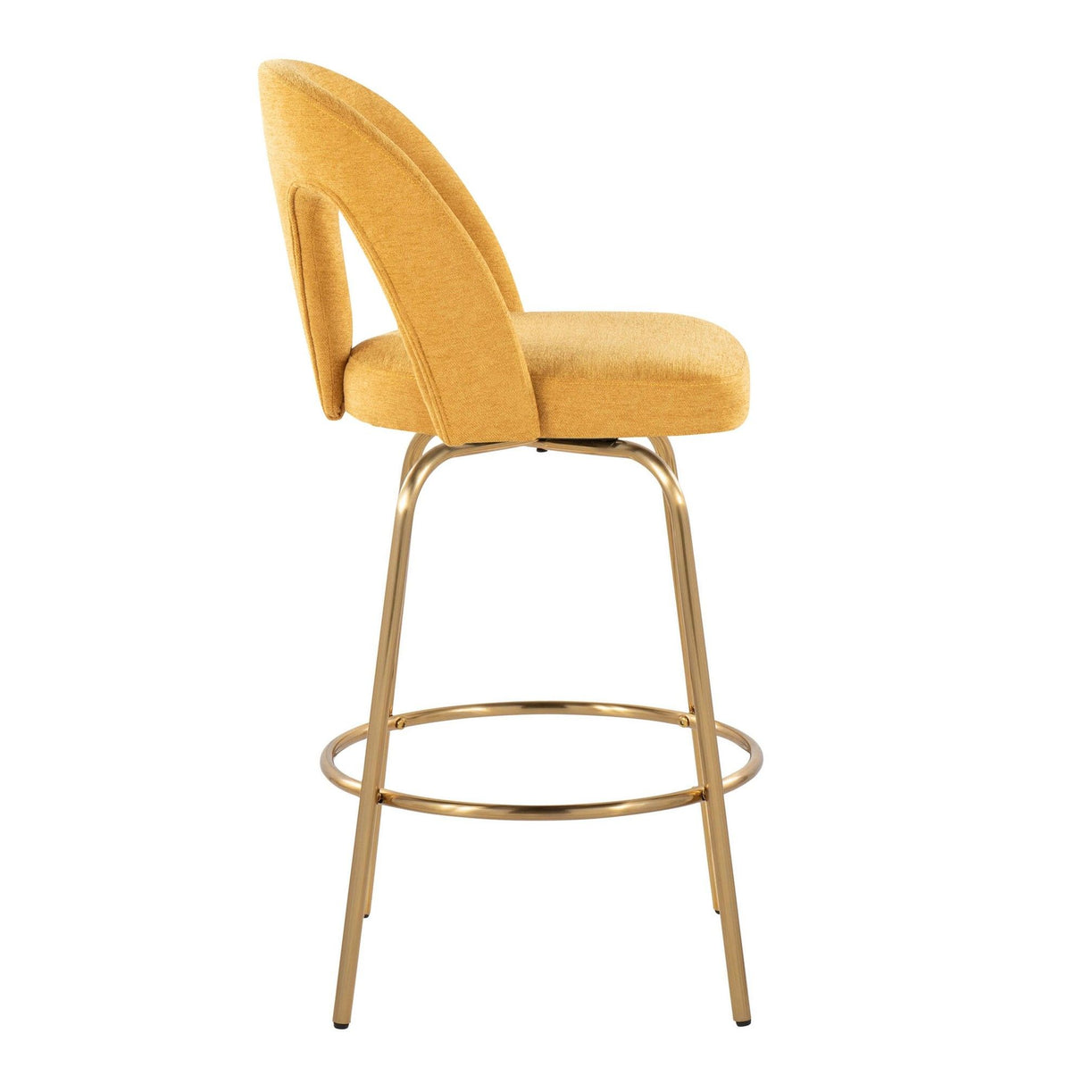 Ava - Upholstered Fixed-Height Barstool (Set of 2) - Gold Base