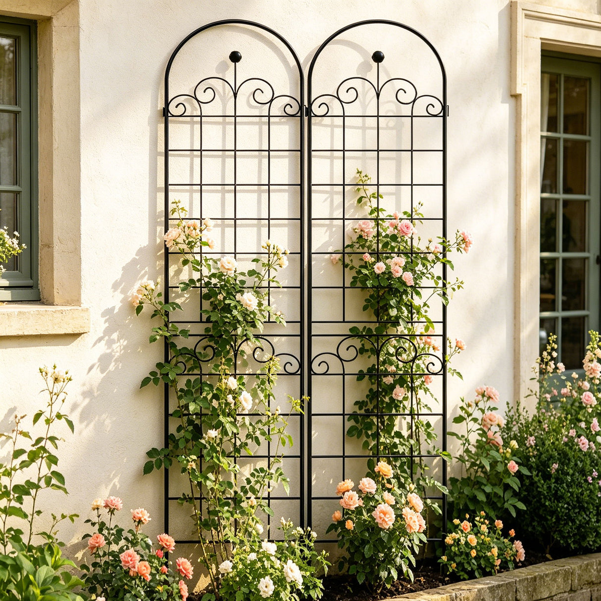 Metal Garden Trellis For Climbing Plants Outdoor Rustproof Plant Support Rose Trellis Netting Trellis