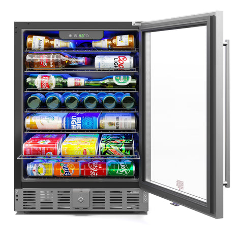 23.4 in. Stainless Steel, Glass-Door Built-In Refrigerator and Beverage Cooler, 5 Cu. ft. KM-BIR5C-GD.