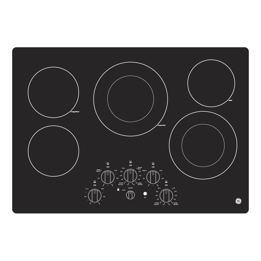 GE JEP5030DTBB - 30 in. 5-Burner Electric Cooktop with Simmer Burner & Power Burner - Black