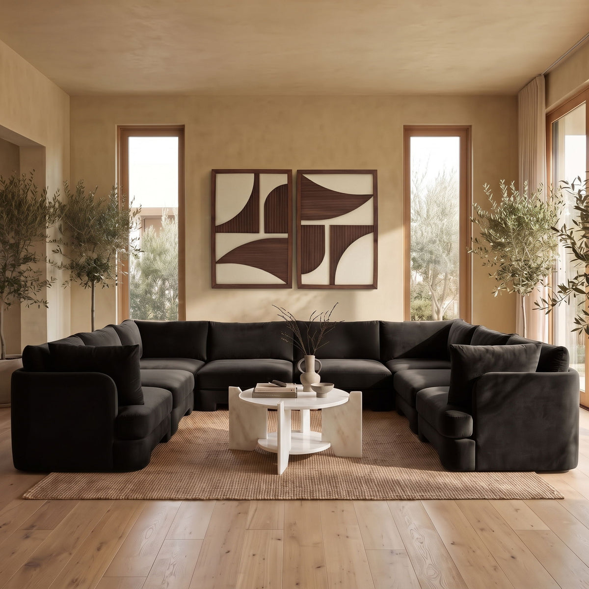 Hammond - Velvet Performance Fabric Upholstered 8 Piece U-Shaped Sectional