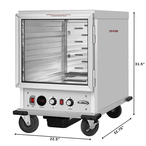 33 in. Commercial Insulated Half-Size Heated Holding Proofing Cabinet with 12-Pan Capacity and Glass Door in Silver (KM-CHP12-SIGL)