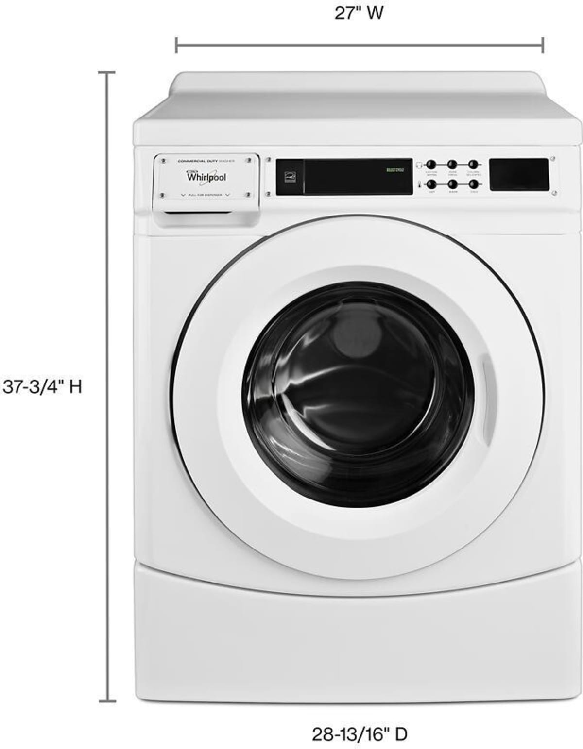 Whirlpool CHW9160GW commercial front load washer dimensions