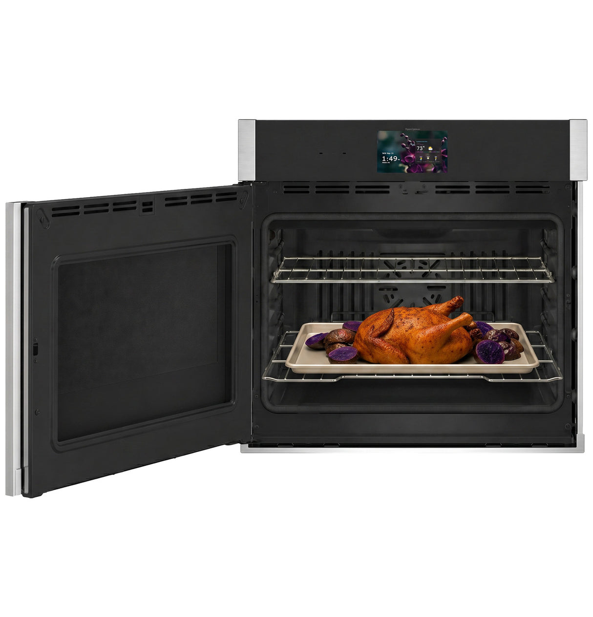 GE Profile PTS700LSZSS wall oven — oven cavity and racks