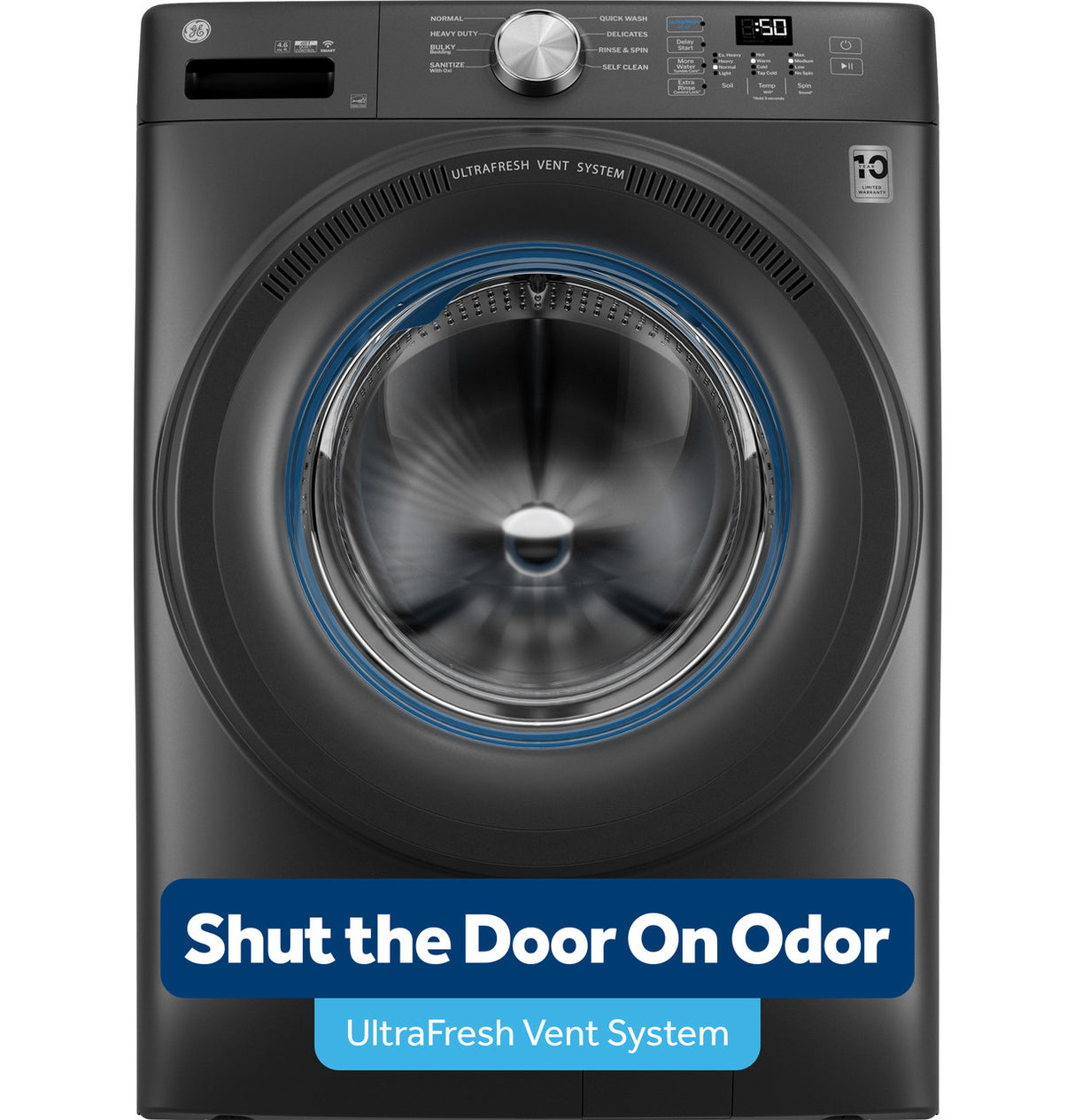 GE GFW350SPYDS 4.6 cu. ft. front load washer in Carbon Graphite