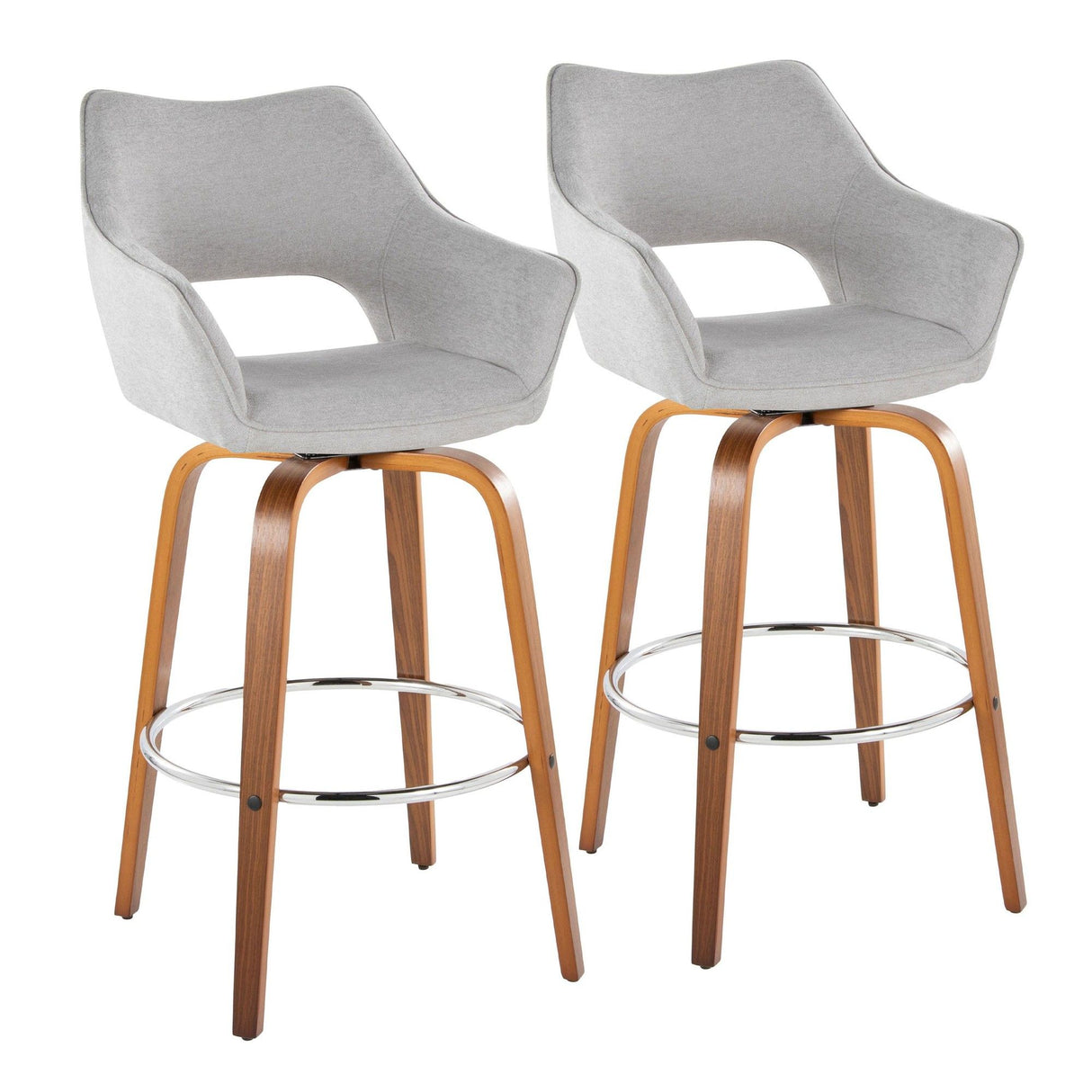 Mustang - Fixed-Height XL Barstool (Set of 2) - Walnut Wood