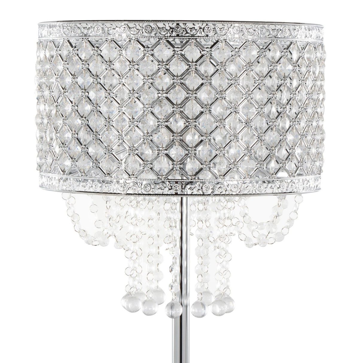 Droplet - 60" Floor Lamp - Polished Chrome And Clear Crystal Accents