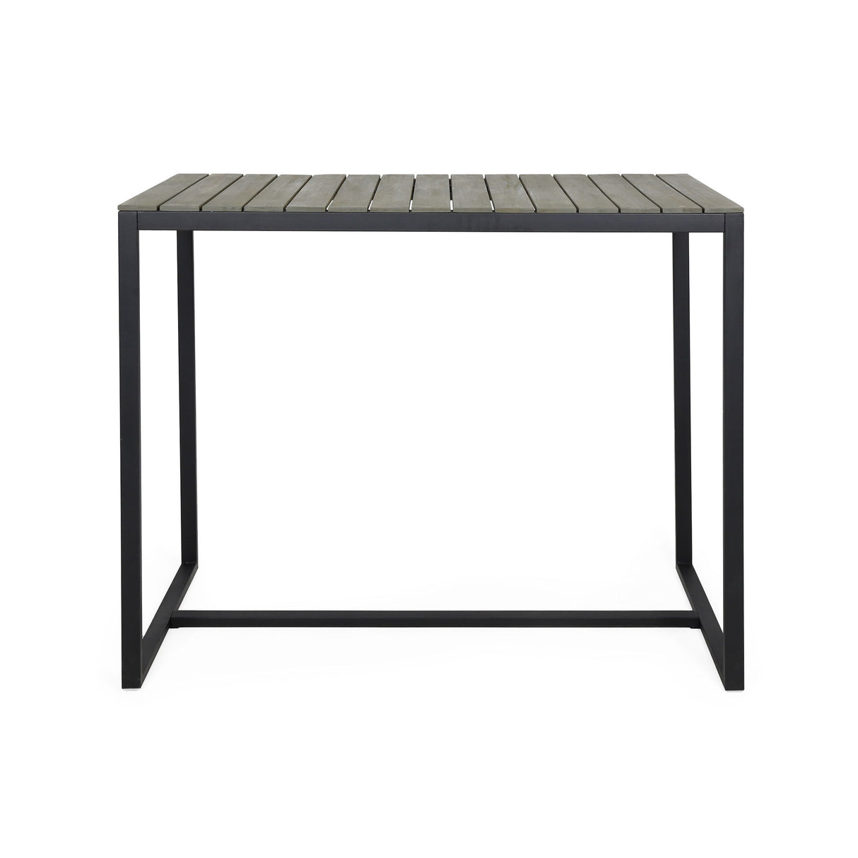Ernesto - Outdoor Industrial Acacia Wood Bar Table With Metal Frame - Gray
