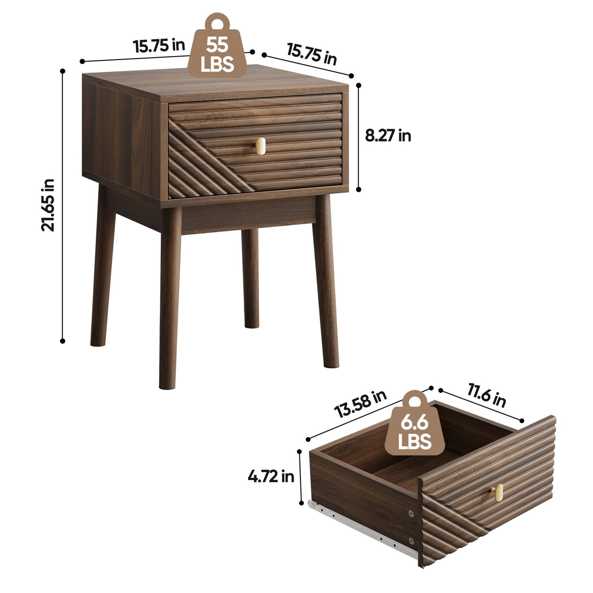 Medieval - Bedside Table - Walnut