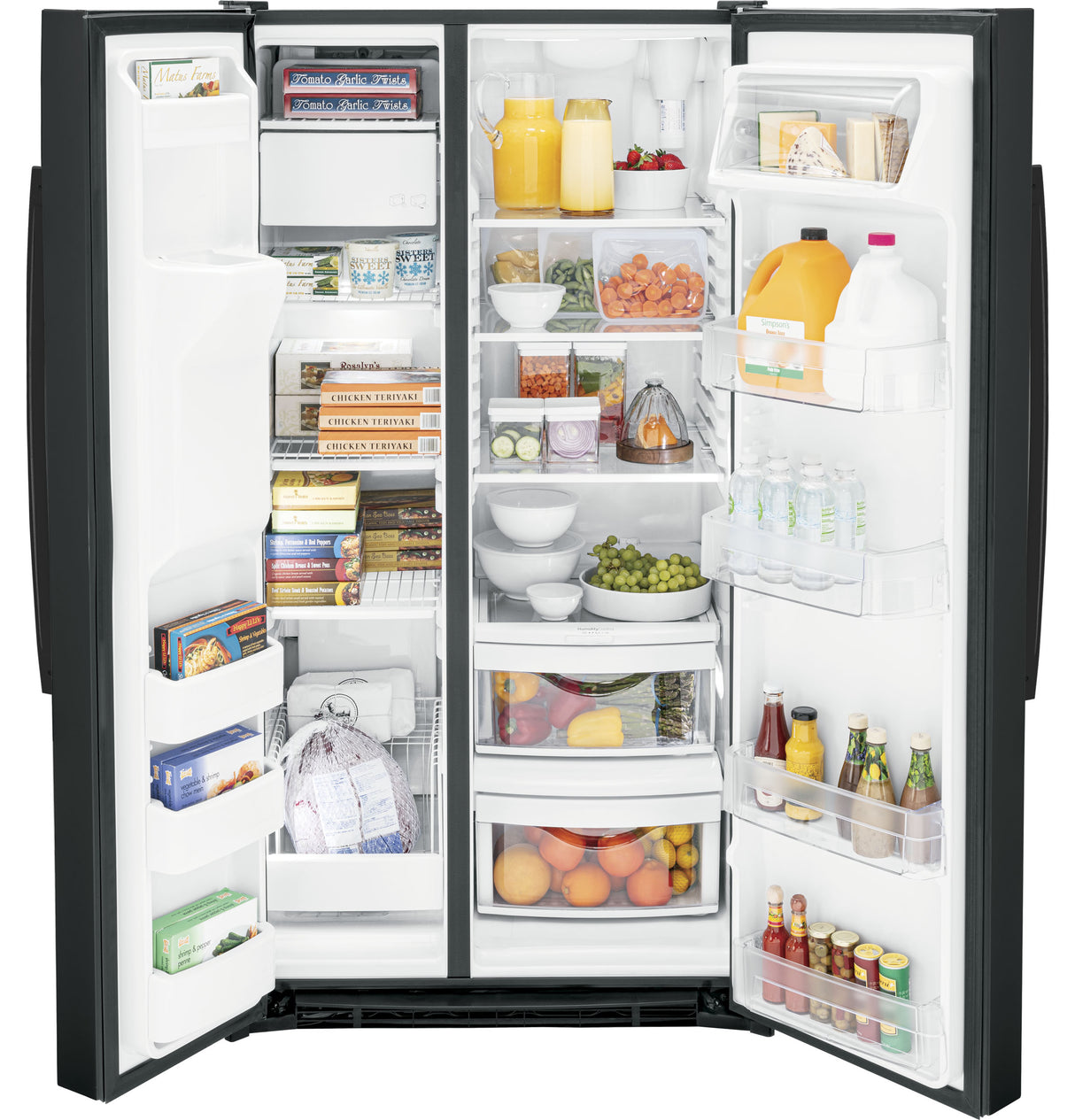 GE GSE25GGPBB - 36 in. 25.3 cu. ft. Energy Star Side-by-Side Refrigerator with External Ice & Water Dispenser - Black