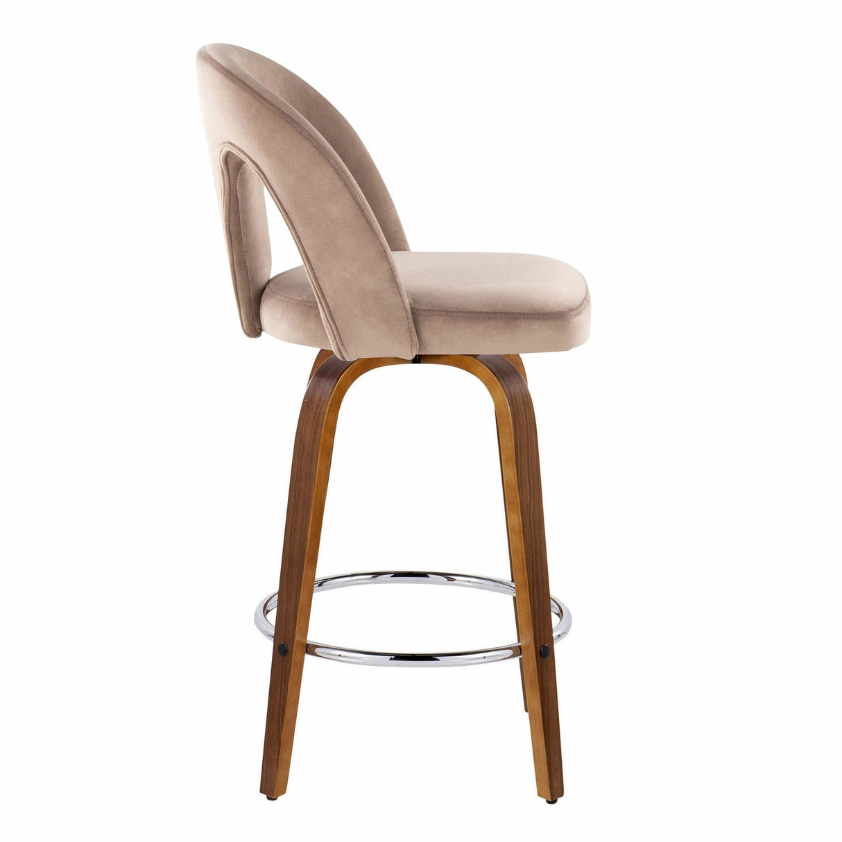 Ava - Upholstered Fixed-Height Barstool (Set of 2) - Walnut Wood Base