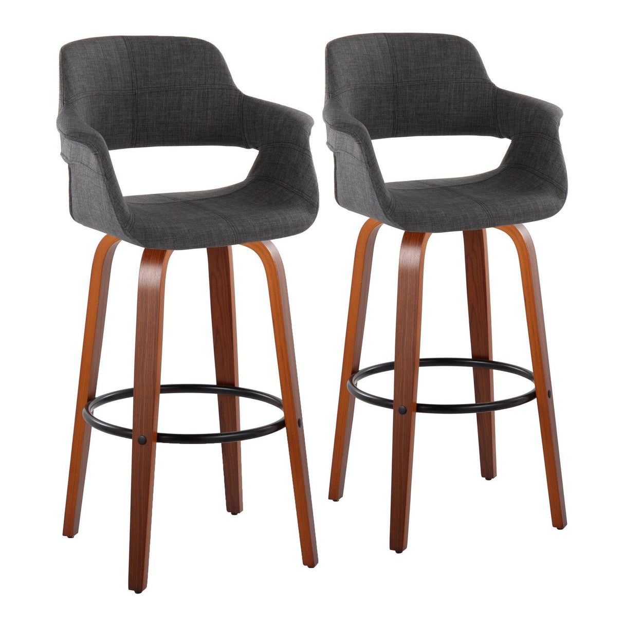 Vintage Flair - 30" Fixed-Height Barstool (Set of 2) - Dark Gray And Walnut