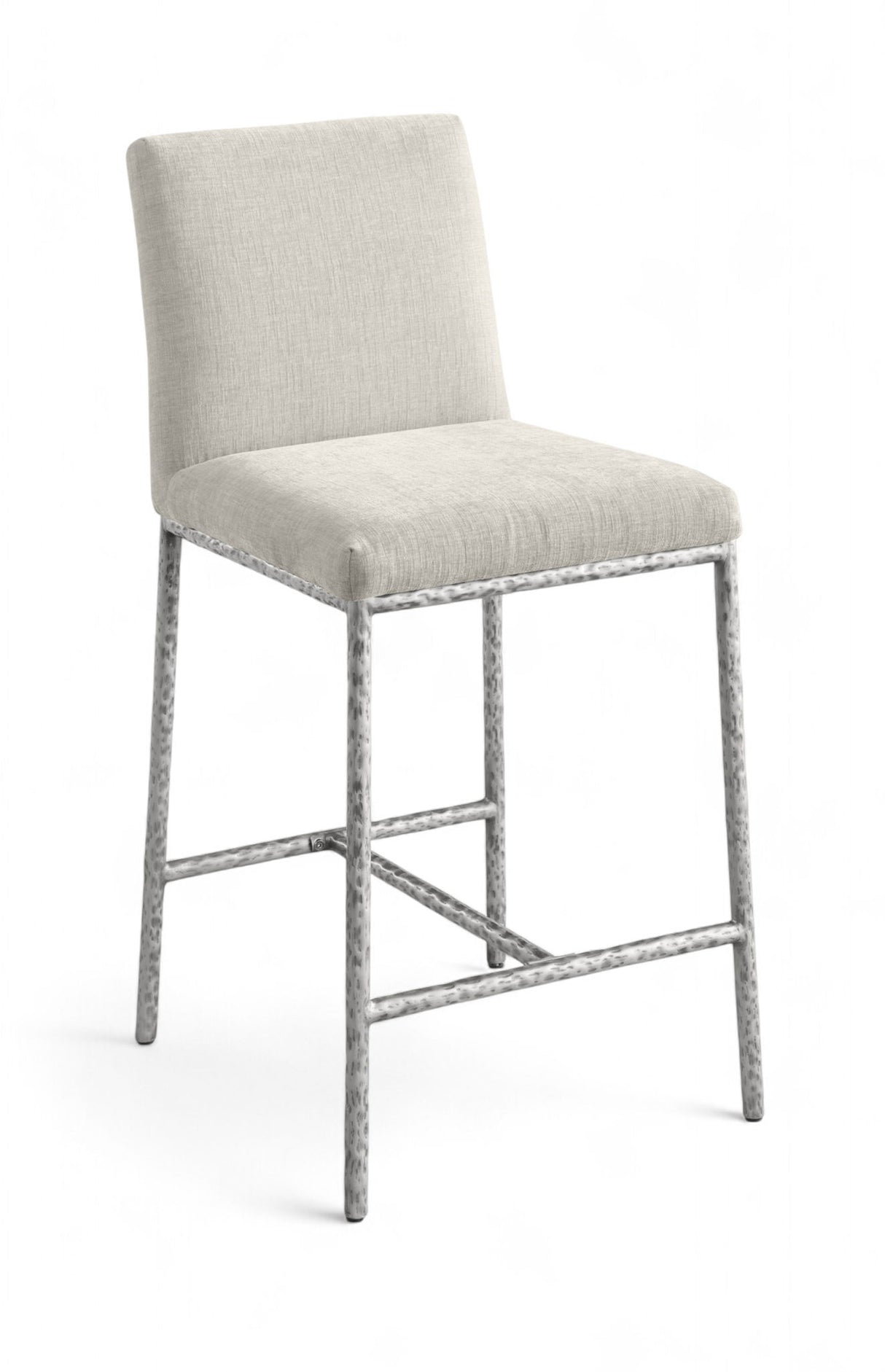 Reeves - Chenille Fabric Upholstered Counter Stool (Set of 2) - Silver Base